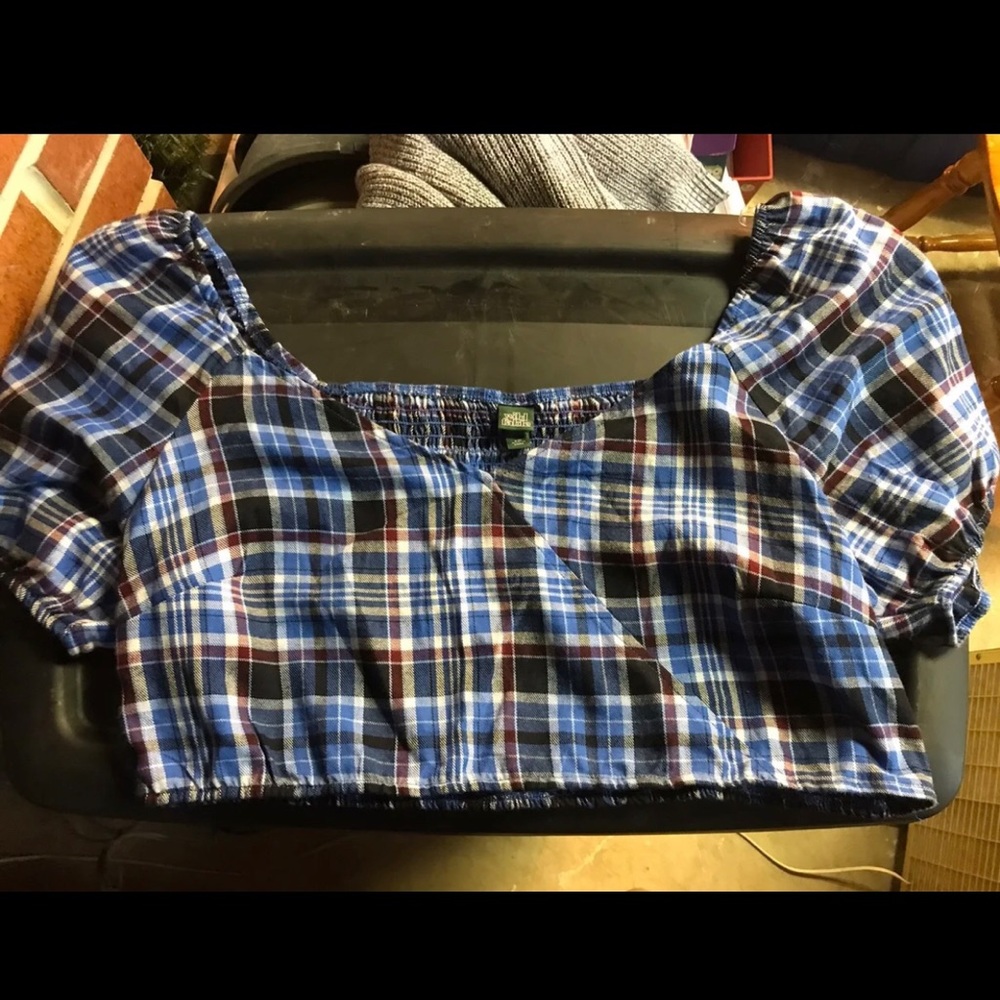 Blue Plaid Crop Top